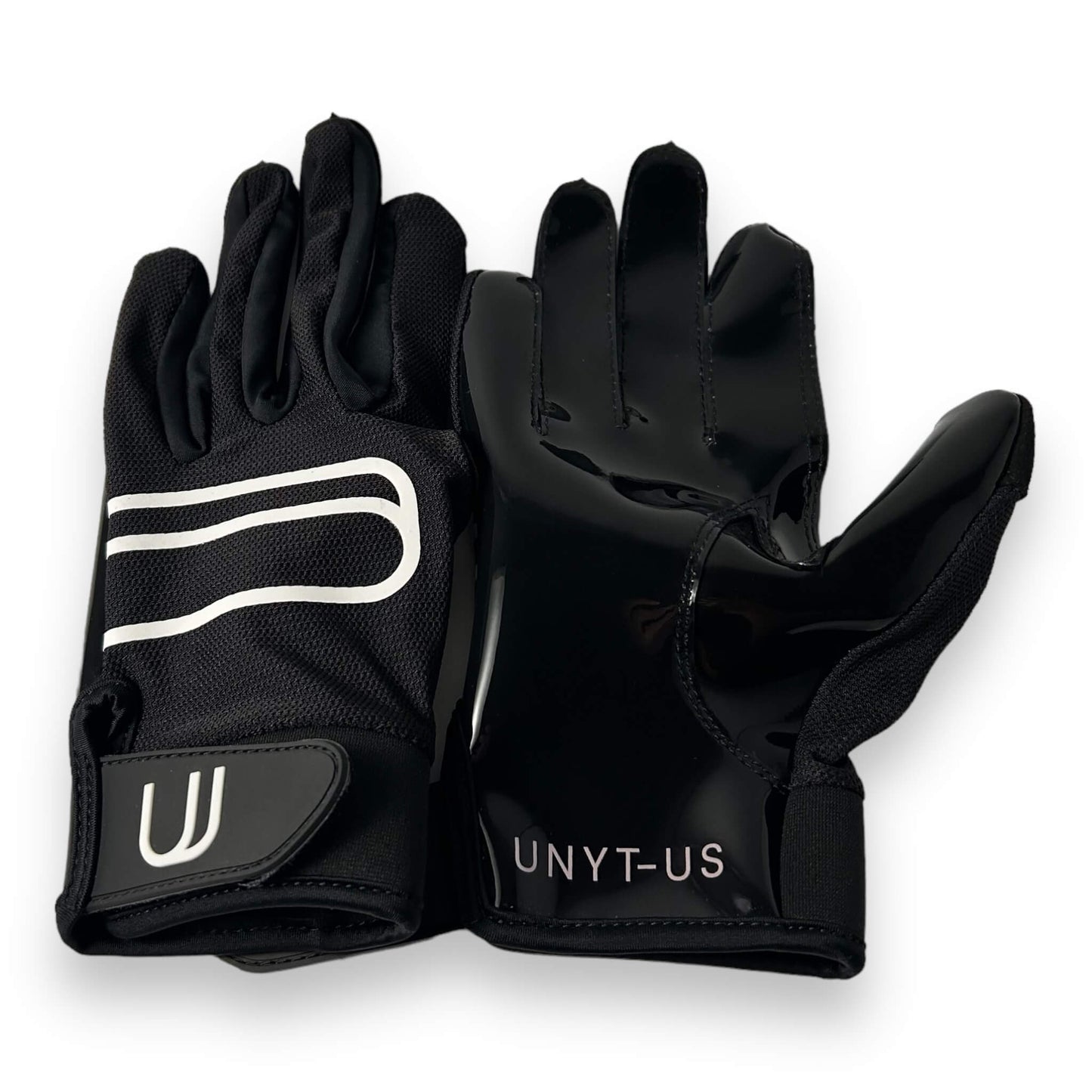 View of the UNYT-US 1.0 Football & Flag Football Gloves together laying flat.