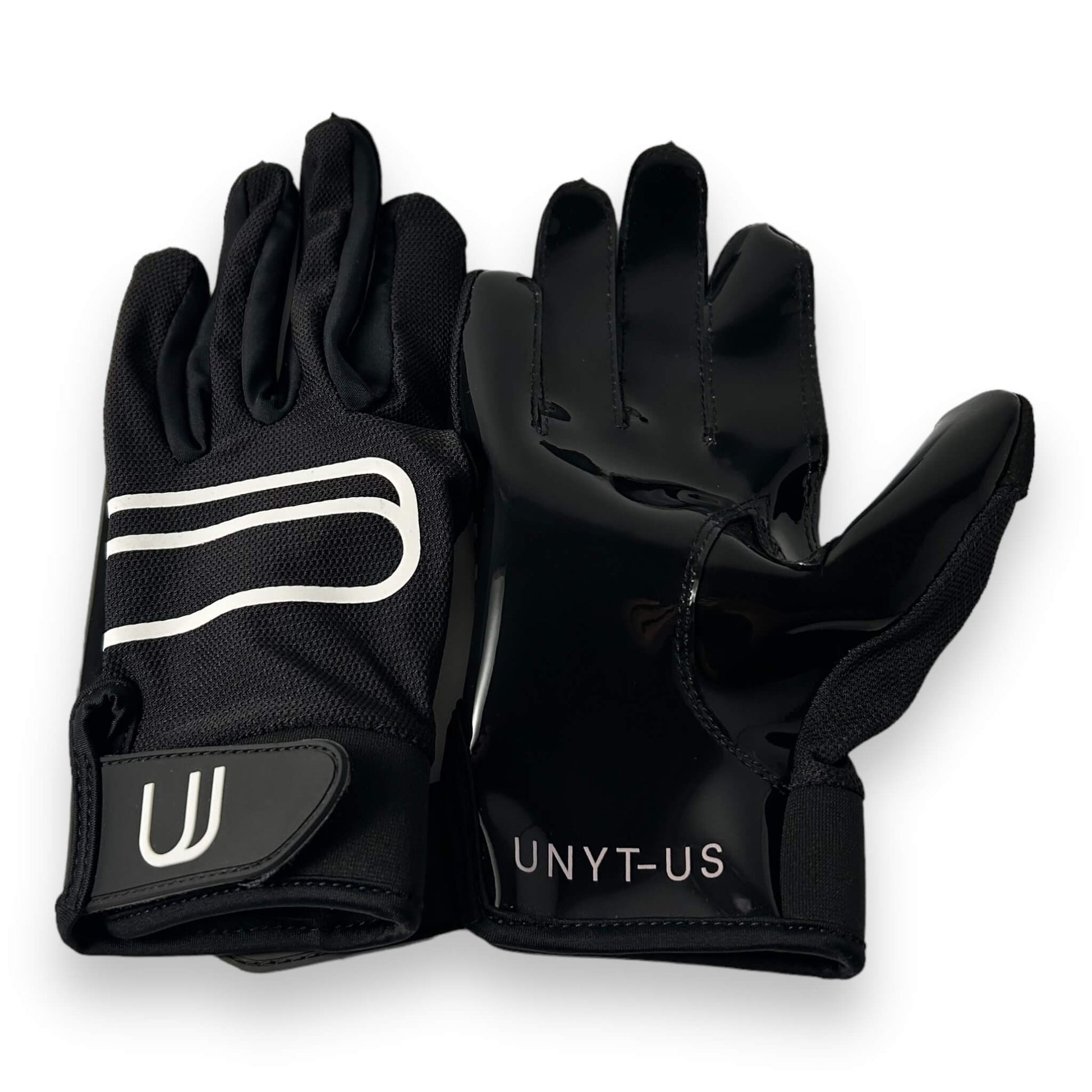 View of the UNYT-US 1.0 Football & Flag Football Gloves together laying flat.